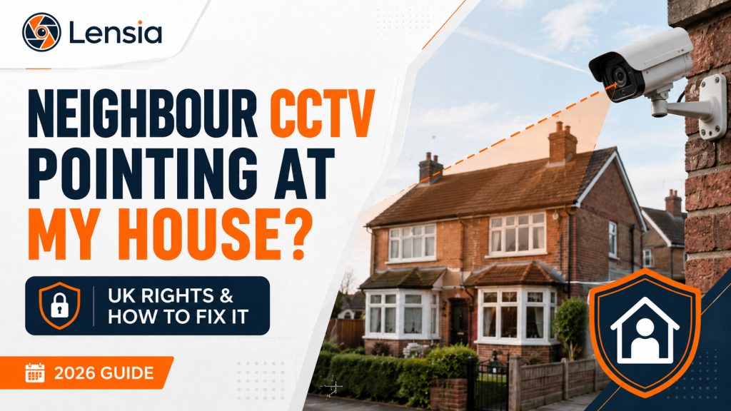 Neighbour CCTV camera pointing at a house in the UK